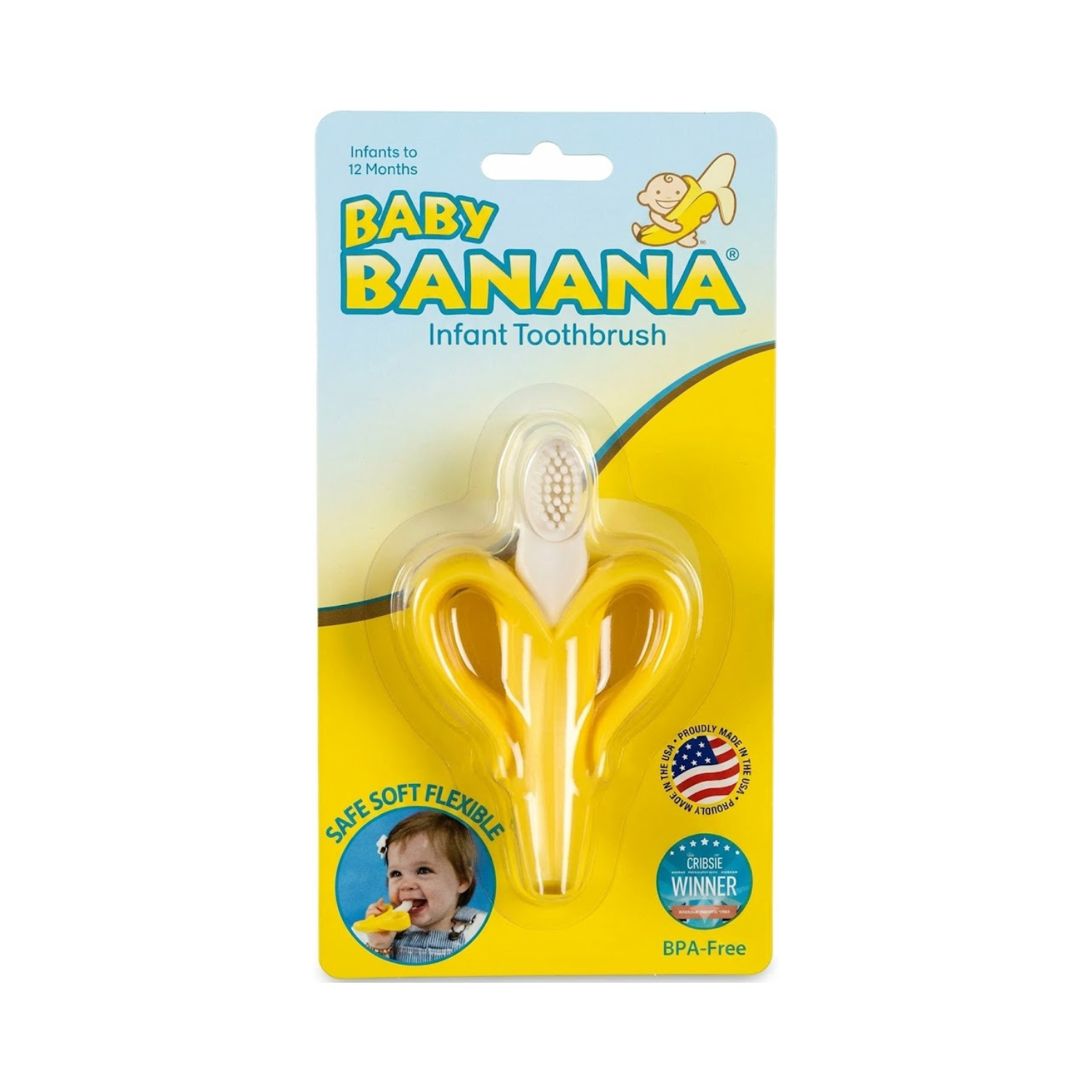 Cepillo Mordedor Baby Banana Silicona 100% Flexible y Segura