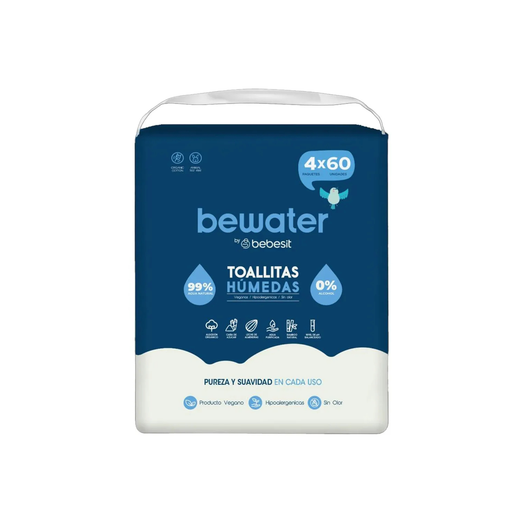Toallas Húmedas Bewater Pack 4 X 60