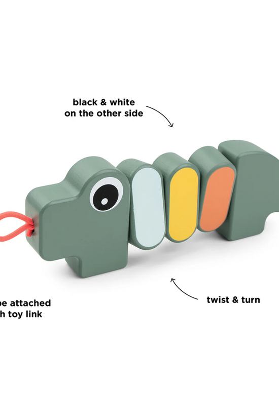 JUGUETE ARTICULADO DE MADERA CROCO VERDE  DONE BY DEER