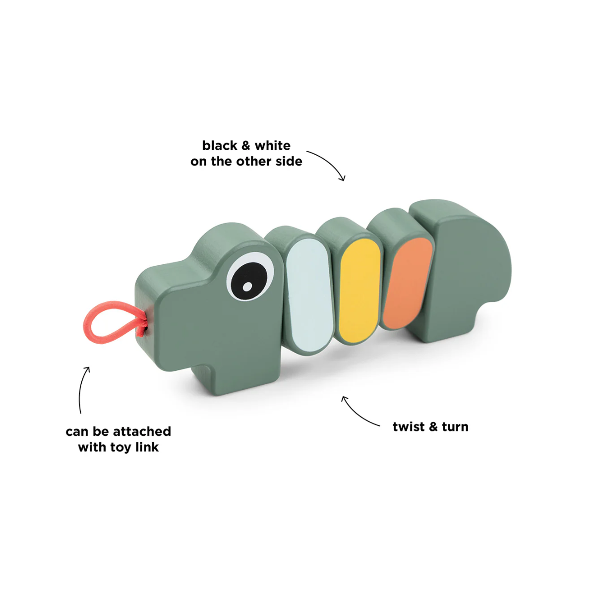 JUGUETE ARTICULADO DE MADERA CROCO VERDE  DONE BY DEER