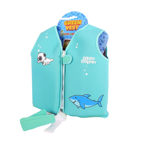 CHALECO FLOTADOR INFANTIL TIBURÓN CELESTE  3 a 6 años - GREEN DOLPHIN