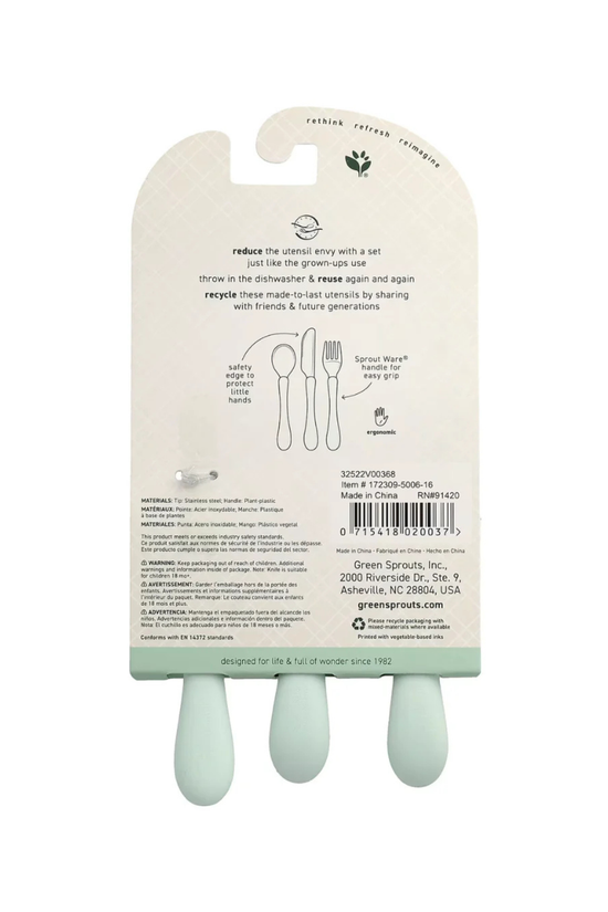 Cubiertos aprendizaje acero inoxidable Green Sprouts Verde