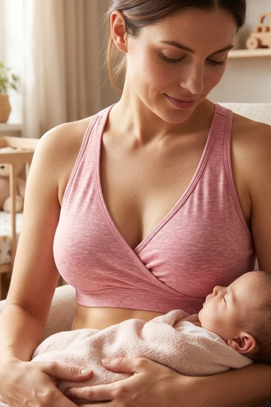 Sostén Maternal para Dormir de Algodón 2Rios Rosa Talla L
