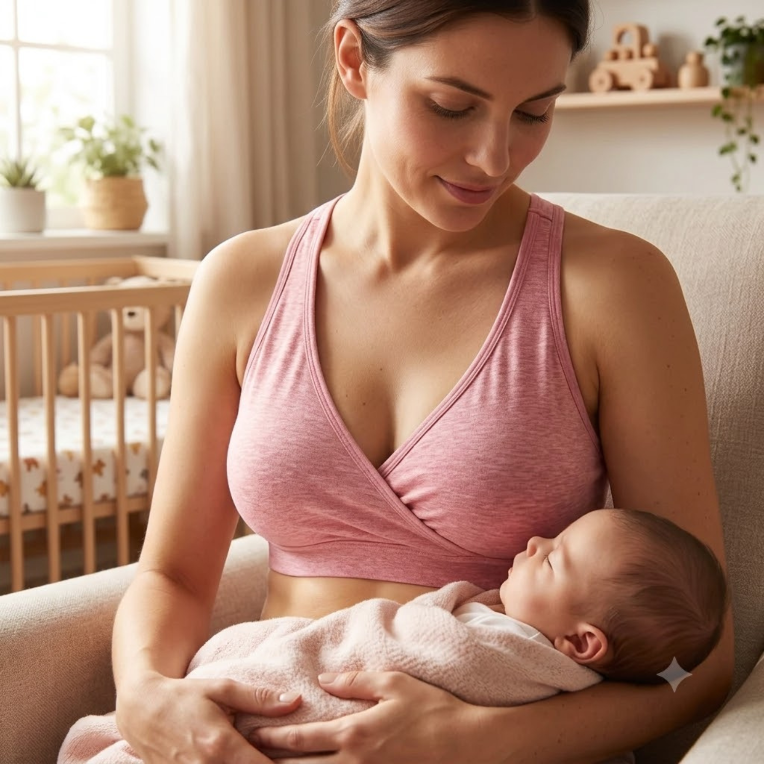 Sostén Maternal para Dormir de Algodón 2Rios Rosa Talla L