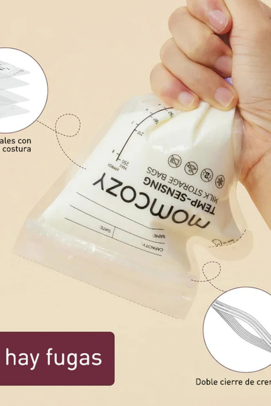 Bolsas Almacenamiento de Leche Materna Momcozy con Boquilla 60 Unidades