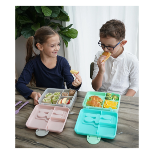 LONCHERA BENTO BOX CON CUBIERTOS LIMA Y VERDE - MELII