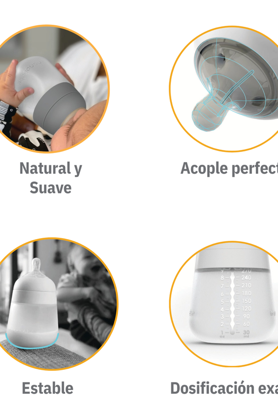 Mamadera de Silicona Anticólico Nanobebé Flexy 270 ml Gris