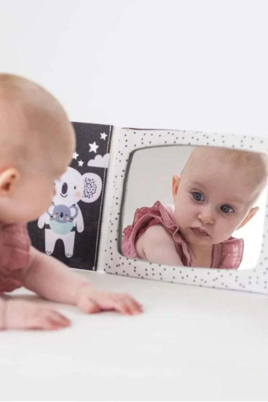 Espejo Seguro Para Bebé Libro Tummy Time Taf Toy Blanco Y Negro