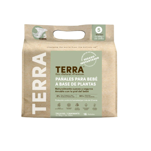 PAÑALES BIODEGRADABLES DESECHABLES 5 XG - TERRA