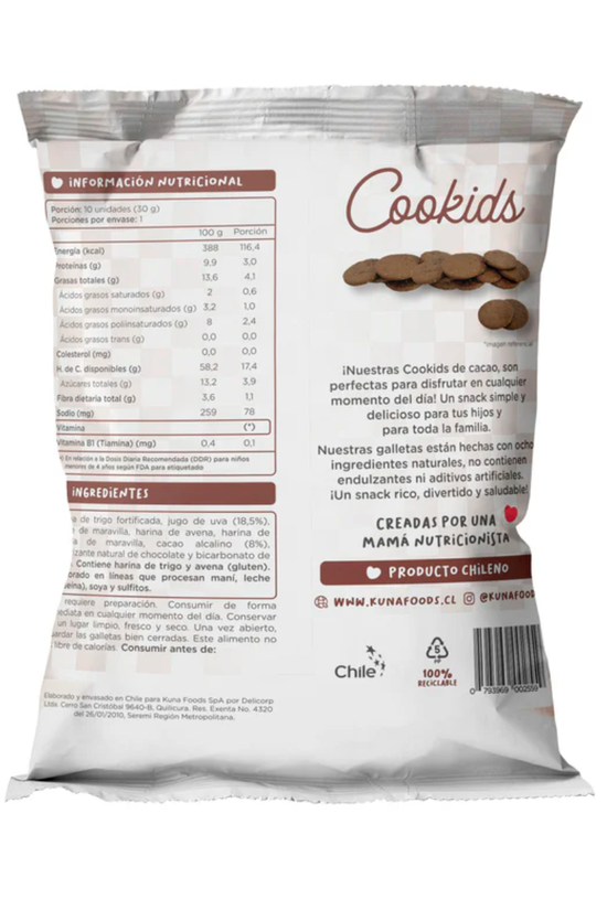 CAJA DE COOKIDS SALUDABLES KUNA CACAO 30 GR