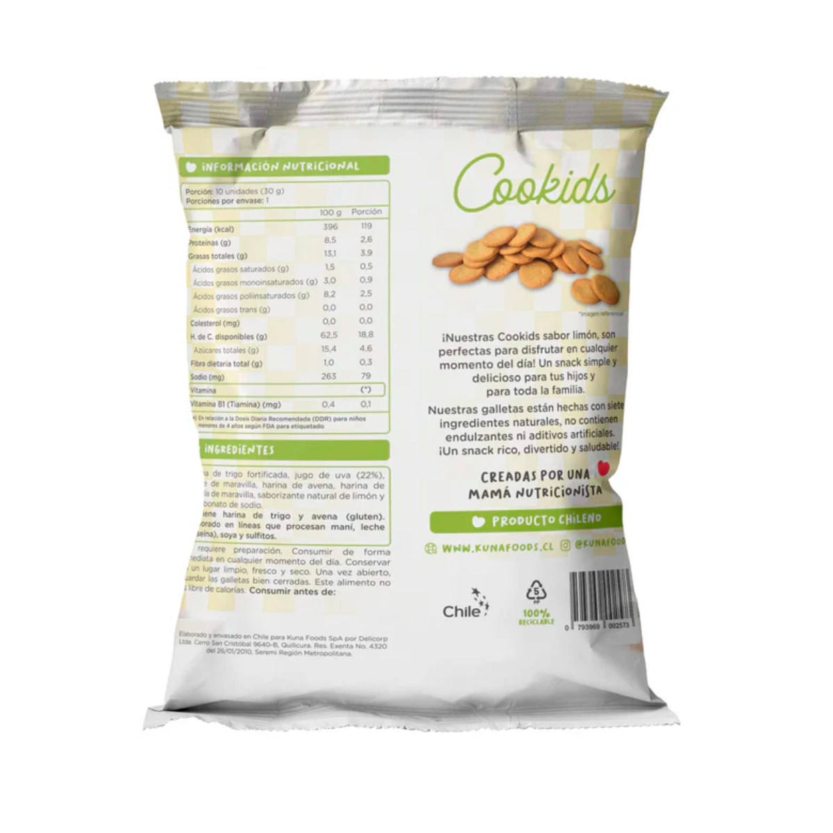 CAJA DE COOKIDS SALUDABLES KUNA LIMÓN 30 GR