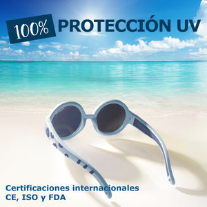 LENTES DE SOL PARA NIÑOS THE HIPPIE  LARGE 2 a 5 AÑOS  AZUL PIEDRA MAUSITO