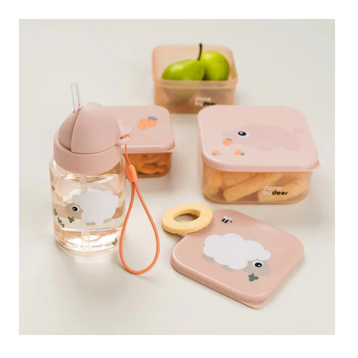 BOTELLA CON BOMBILLA TINY FARM ROSA 280ml DONE BY DEER