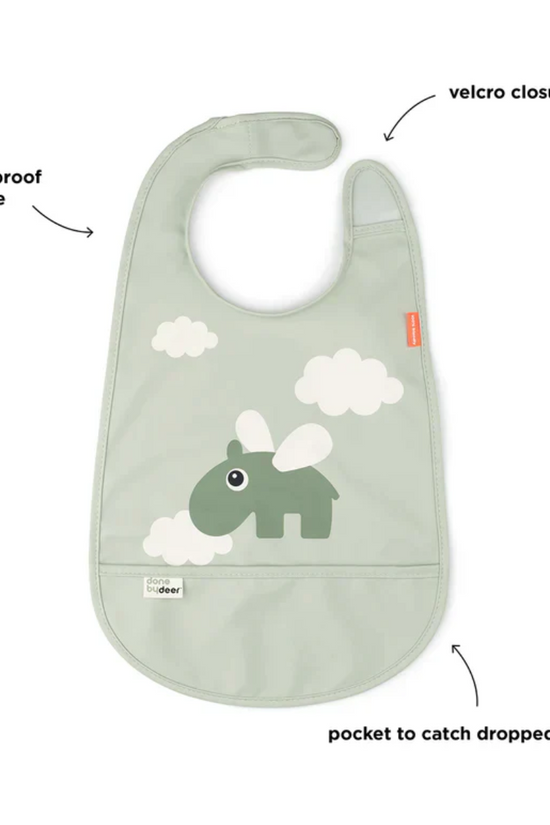 BABERO CON VELCRO HAPPY CLOUDS VERDE - DONE BY DEER