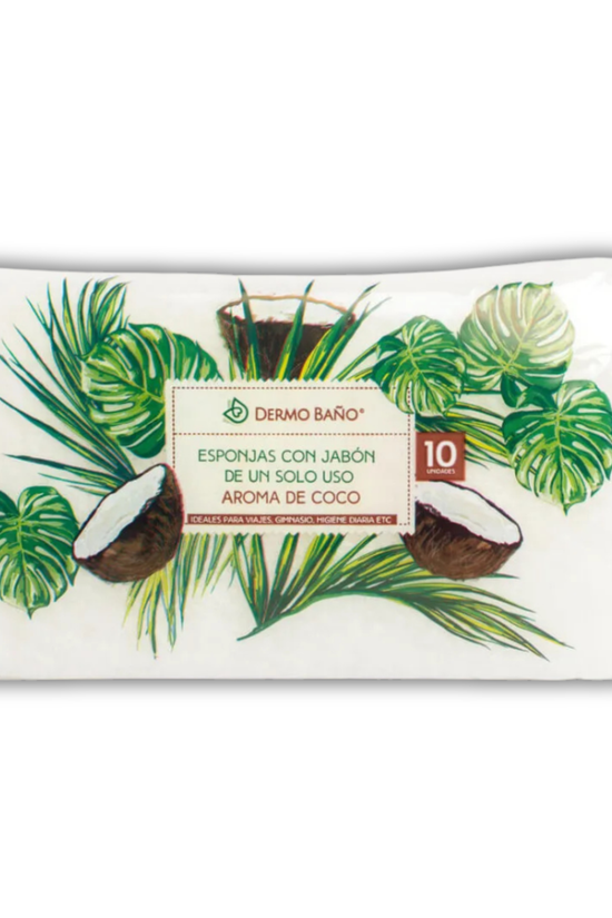 Esponja Jabonosa Desechable Aroma Coco Dermo Baño 10unds