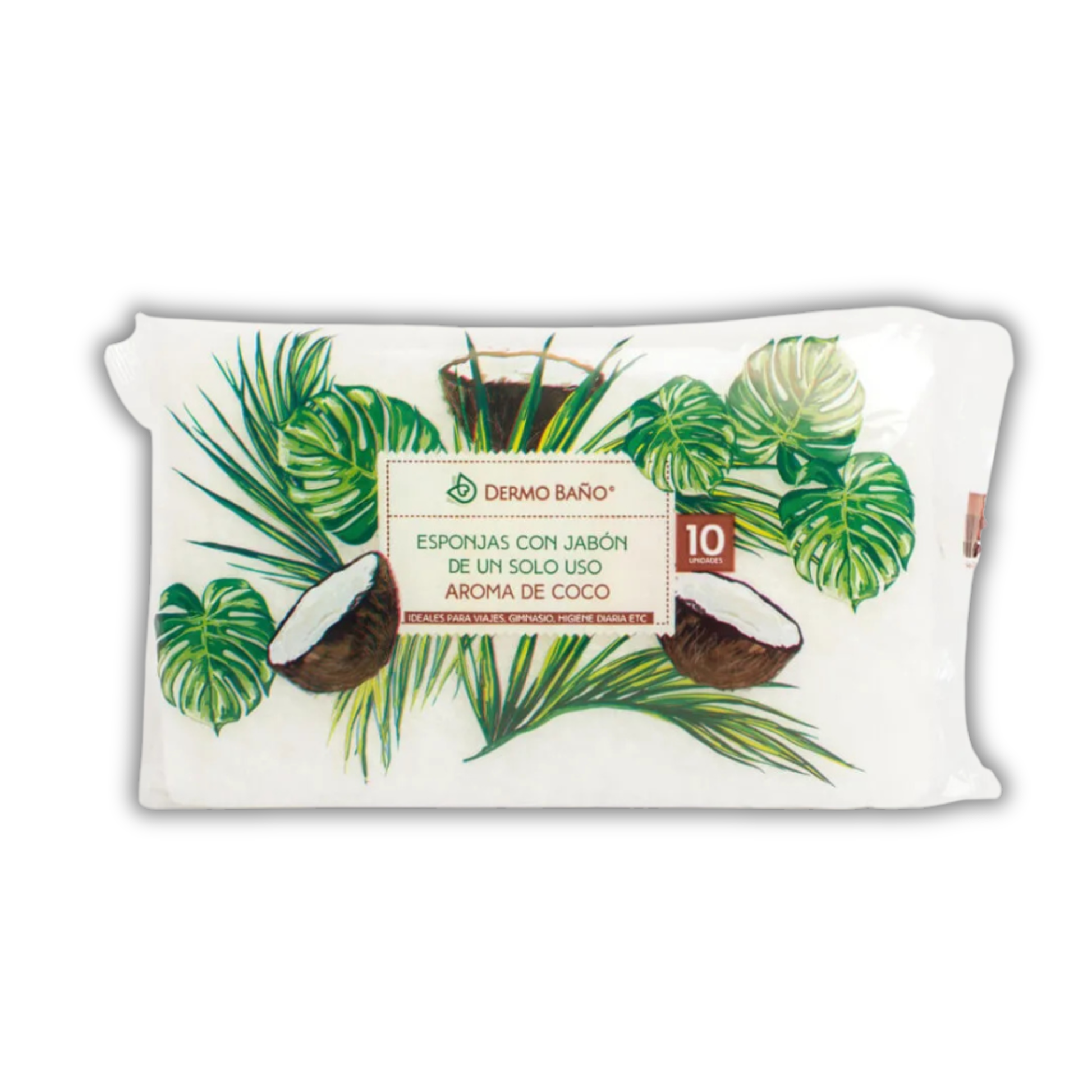 Esponja Jabonosa Desechable Aroma Coco Dermo Baño 10unds
