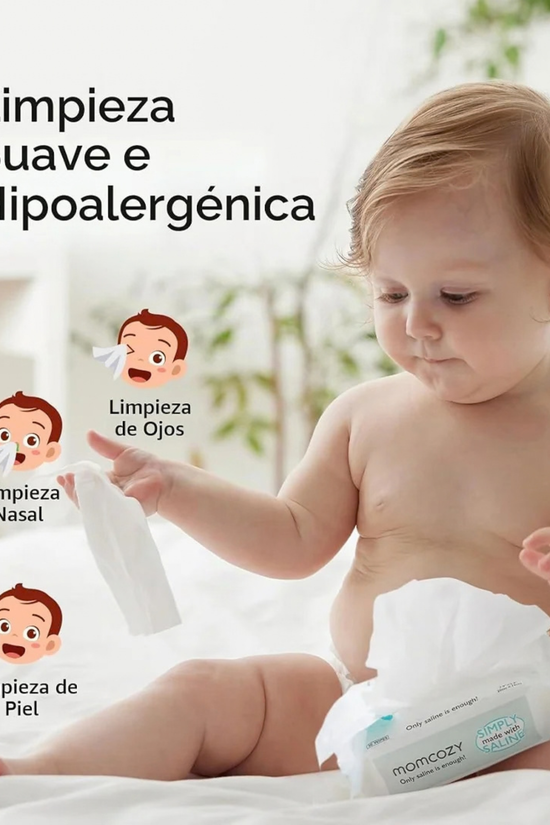 Toallitas Húmedas Salinas Momcozy para Nariz y Cara – 90 Unidades
