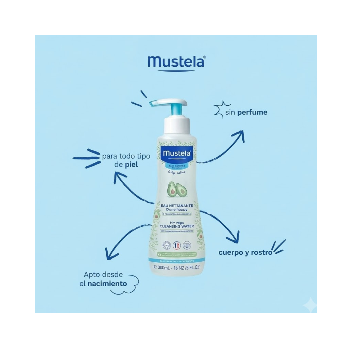 Agua Limpiadora En Seco Mustela 300 Ml