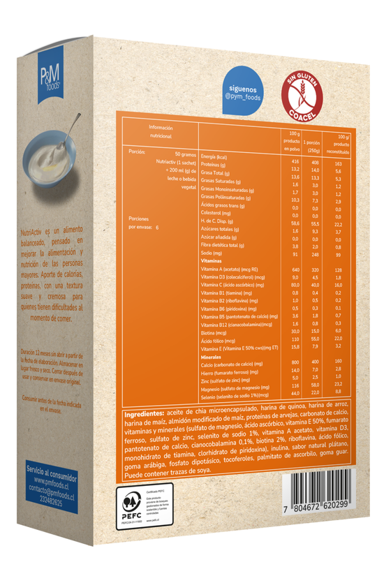 Papilla para Adulto Mayor Nutriactiv Senior 300 g Sabor Plátano
