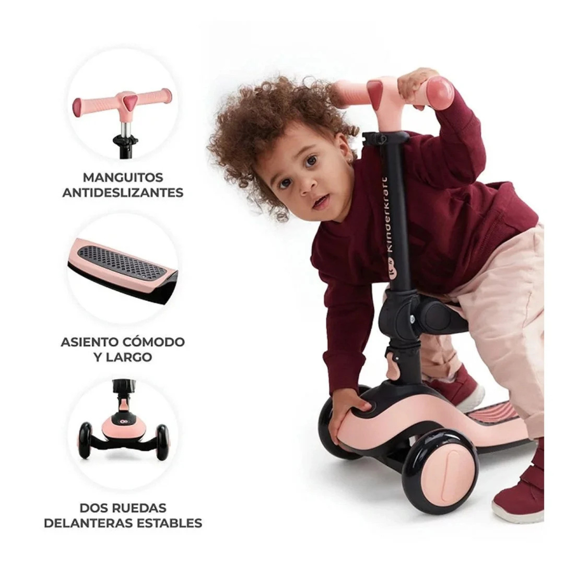 Triciclo Scooter 2 en 1 Kinderkraft HALLEY Pink
