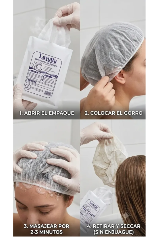Gorro Capilar Sin Enjuague Shampoo Lavetta