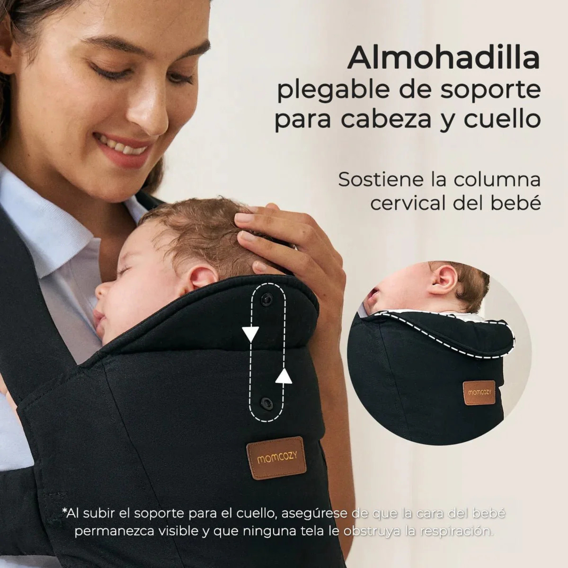 Portabebé Ergonómico WeeSnug para Recién Nacido Momcozy Color Negro