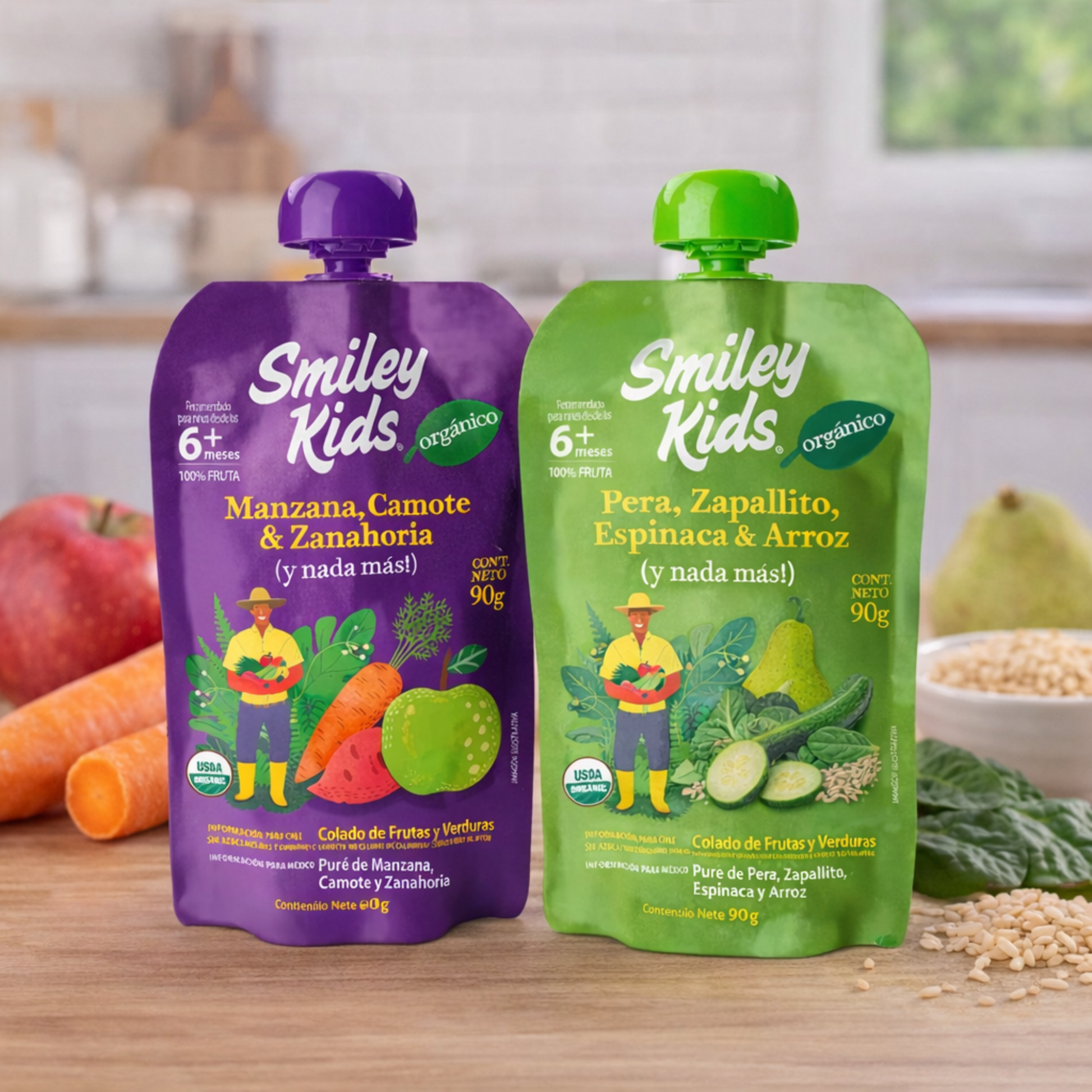 Colado Orgánico Smiley Kids Frutas & Verduras 90g (+6 meses)
