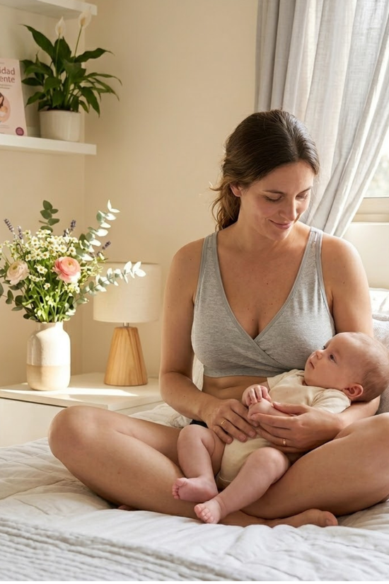 Sostén Maternal para Dormir de Algodón 2Rios Gris Talla XL