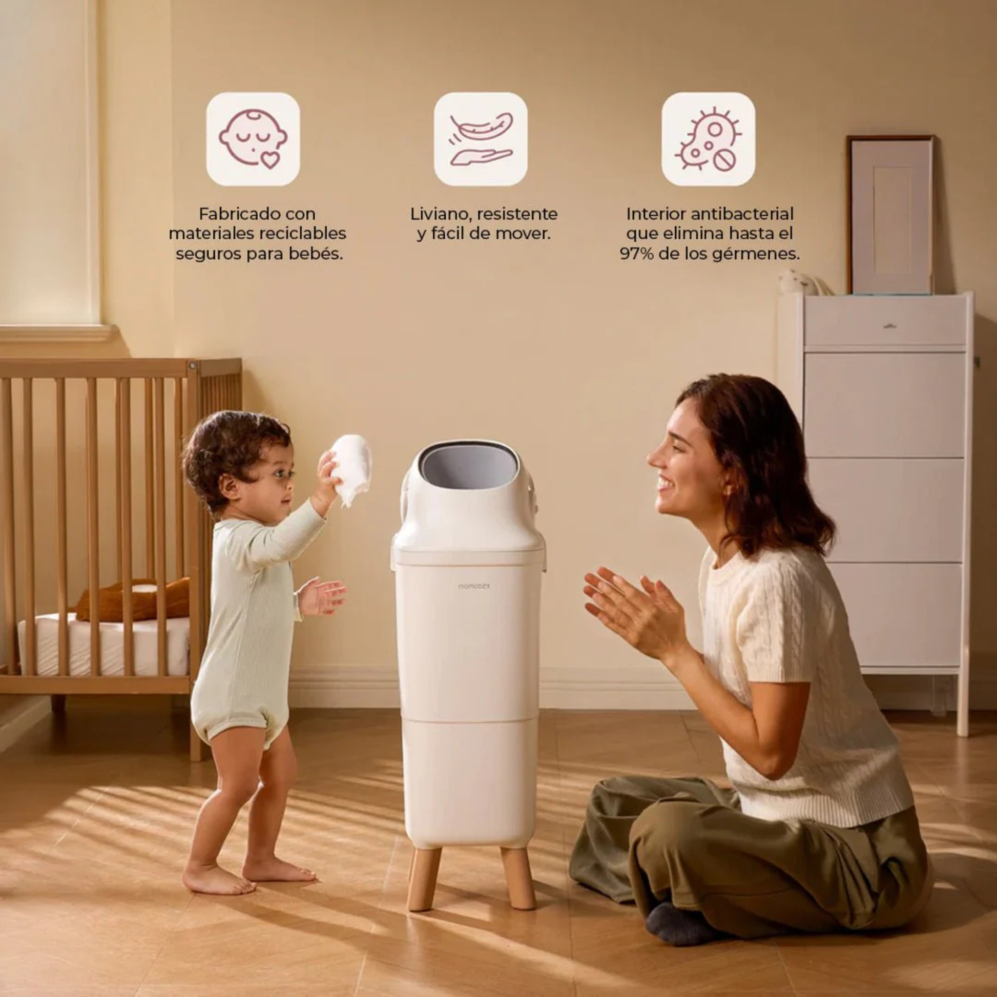 Basurero para Pañales con Antiolor Triple Sello Momcozy