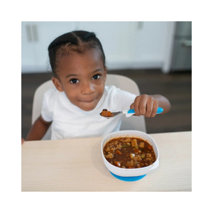 SET TENEDOR Y CUCHARA AGARRE SUEVE  12M+ (Azul/Blanco) - DR. BROWN’S