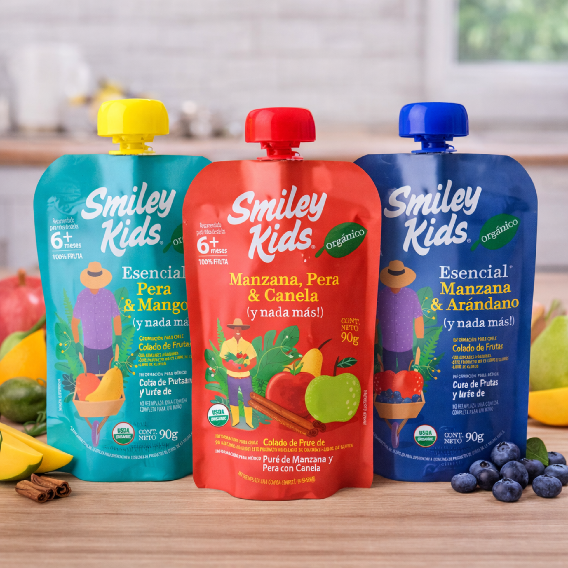 Colado Orgánico de Frutas Smiley Kids 90gr +6m