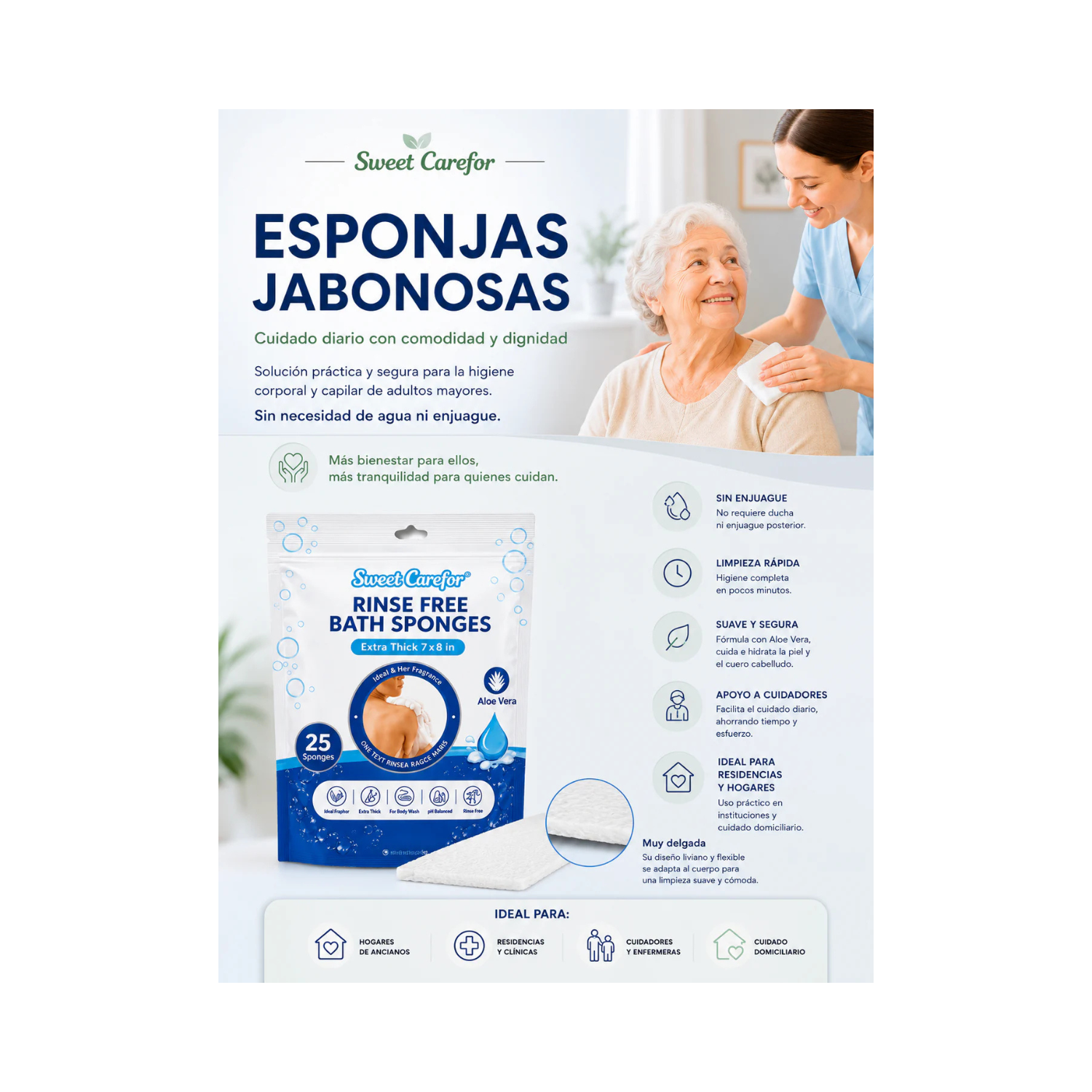Esponjas Jabonosas Desechable Sweet Carefor 25 U.