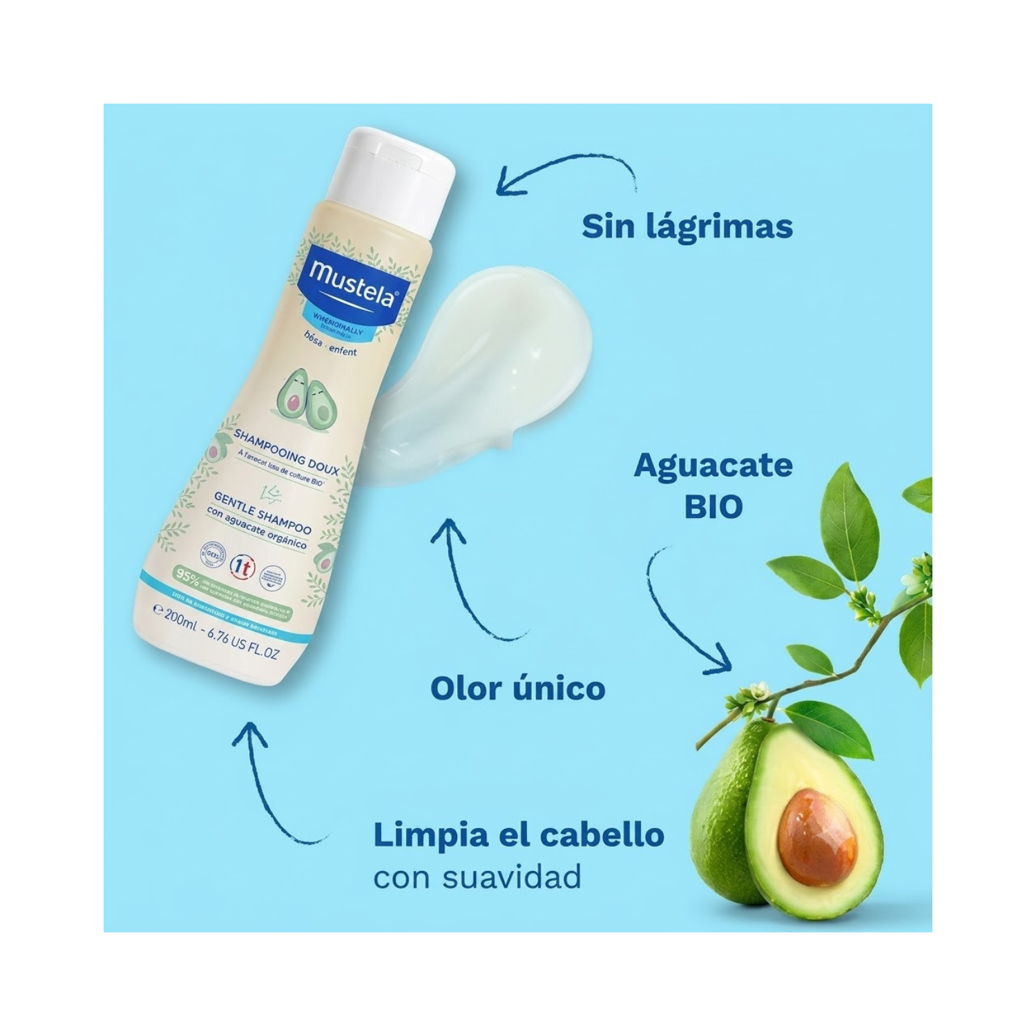 Shampoo Suave De Bebé Mustela 200 Ml