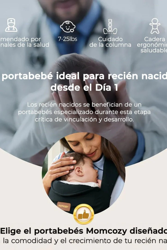 Portabebé Ergonómico WeeSnug para Recién Nacido Momcozy Color Negro
