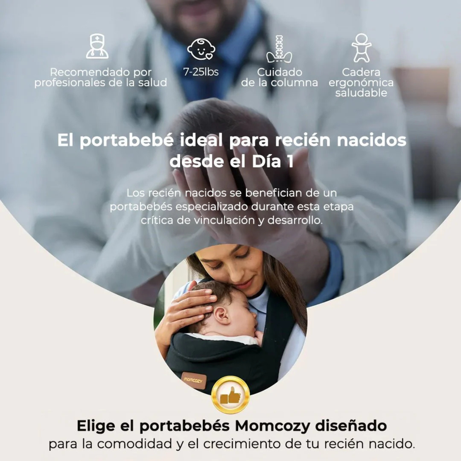 Portabebé Ergonómico WeeSnug para Recién Nacido Momcozy Color Negro