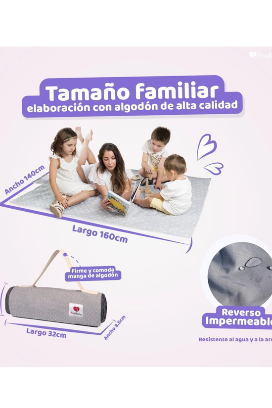 Manta De Picnic Y Playa Impermeable Amamantas Extra Grande Gris