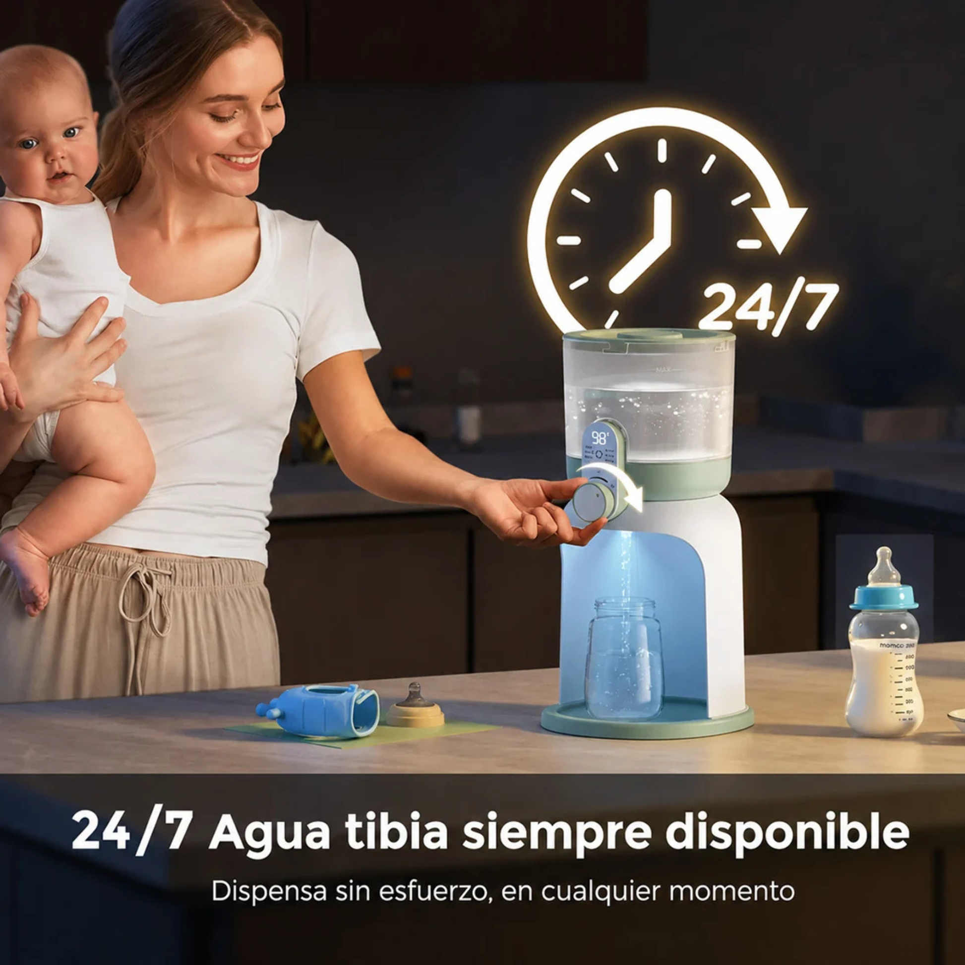Dispensador y Calentador de Agua para Mamadera Momcozy