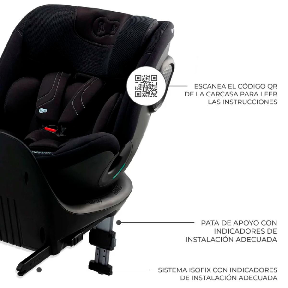 SILLA DE AUTO CONVERTIBLE XRIDER  XRIDER 2 i-SIZE BLACK  -  KINDERKRFT