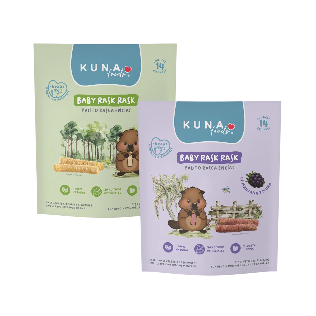 Palitos Rasca Encías Baby Rask Rask Kuna Foods +6 Meses 42 g