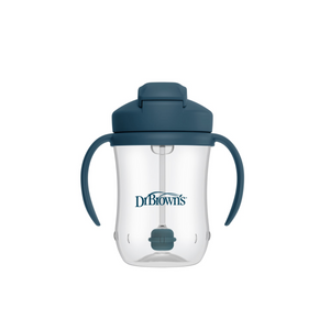 1er VASO CON ASAS Y PAJITA 270 ml 6M AZUL OCEANO  - DR. BROWN'S