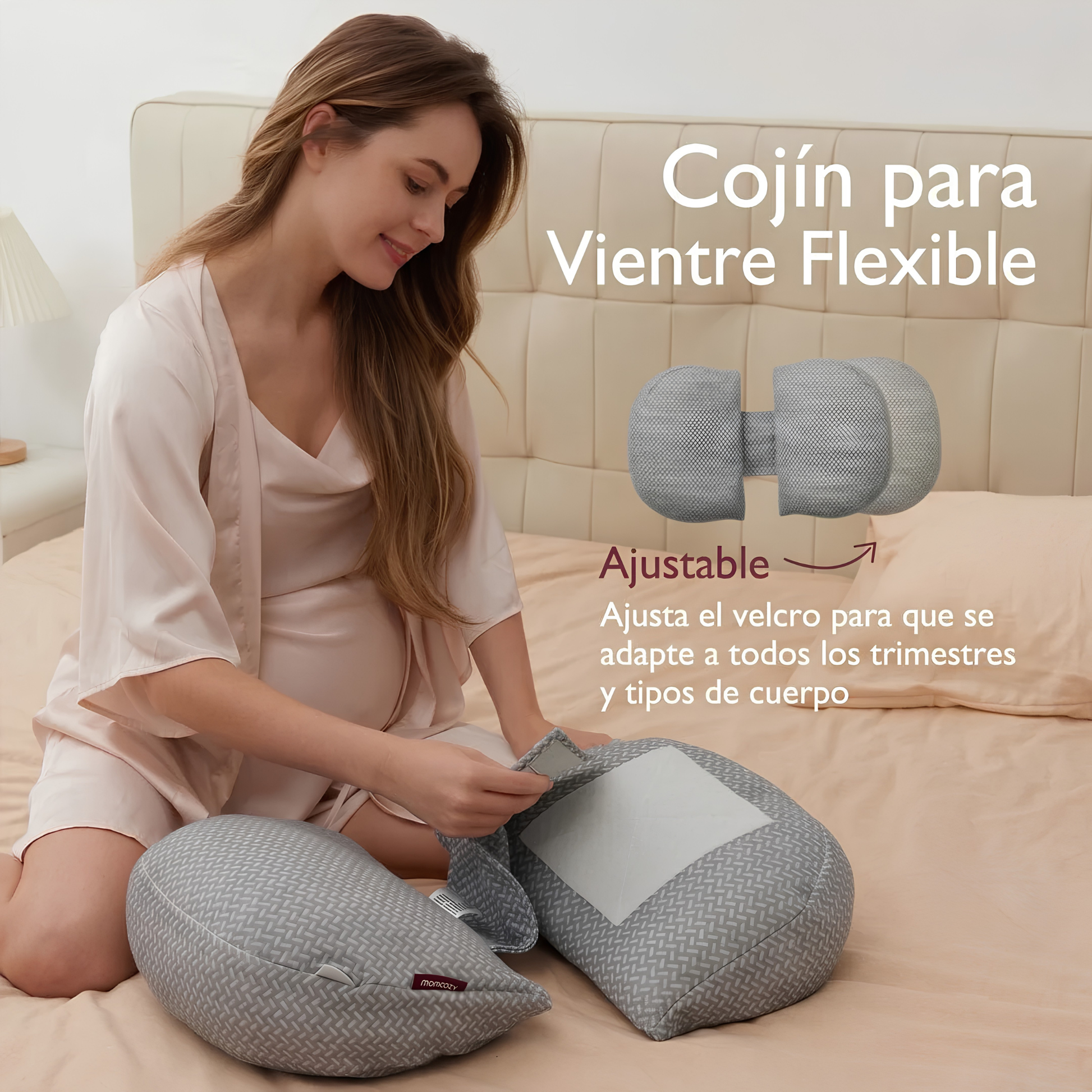 Almohada de Embarazo Cuña con apoyo lateral Momcozy
