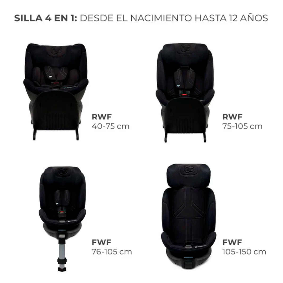 SILLA DE AUTO CONVERTIBLE XRIDER  XRIDER 2 i-SIZE BLACK  -  KINDERKRFT