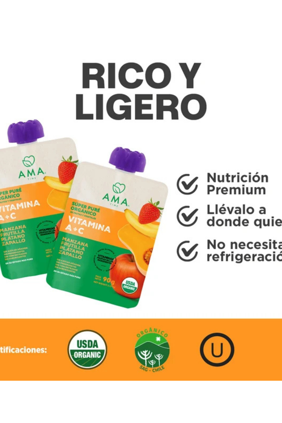Super Puré Orgánico AMA Vitamina A + C 90 Gr.