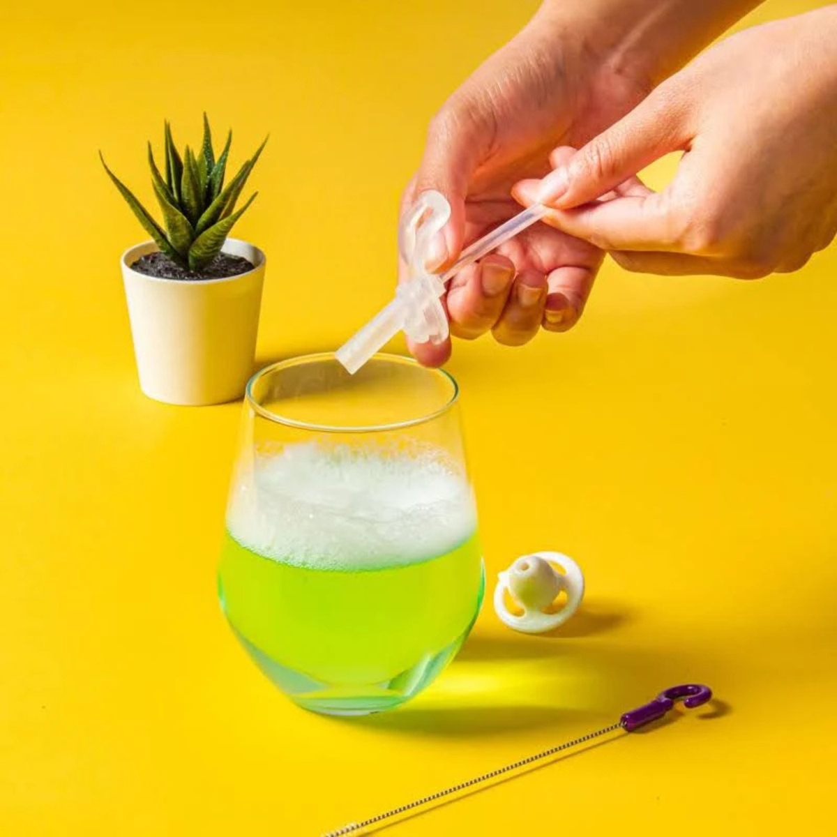 Pack de 2 Bombilla +Cepillo Limpiador Para Vaso Sippy B.box