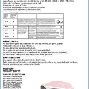 LENTES DE SOL PARA BEBÉS BABY SURFER  0 A 18 MESES AZUL PIEDRA - MAUSITO