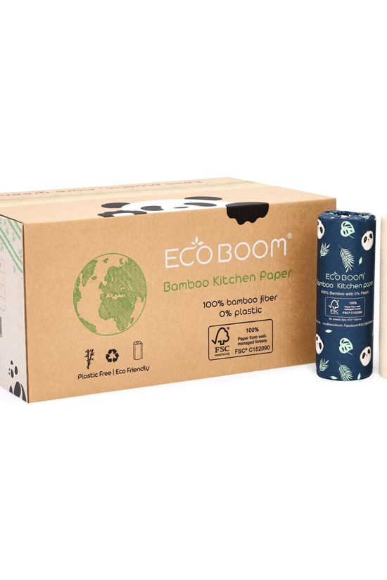 Caja de Papel de Cocina Eco Boom de Bambú 100% Virgen 24 Rollos