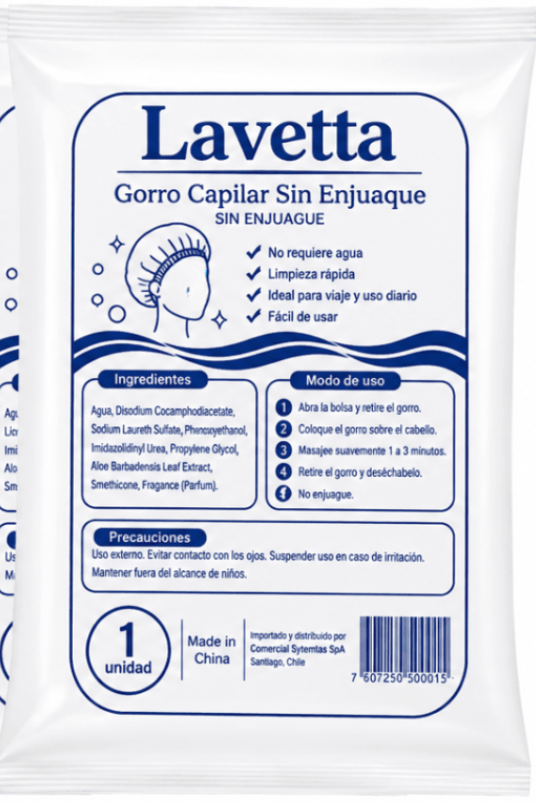 Gorro Capilar Sin Enjuague Shampoo Lavetta