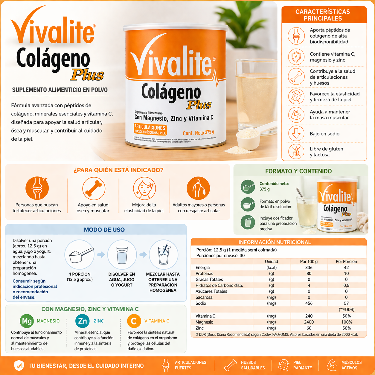 Vivalite Colágeno Plus 375gr