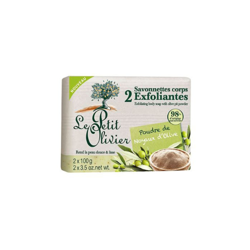 JABÓN EXFOLIANTE CUERPO CUESCO DE OLIVA 2x100grs - LE PETIT OLIVIER