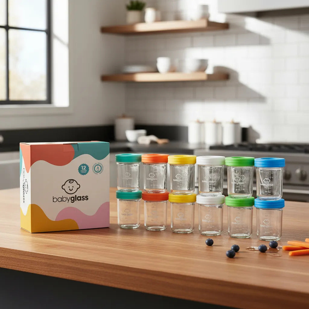 Babyglass 12 Contenedores De Vidrio 240 ml Bebé Colores